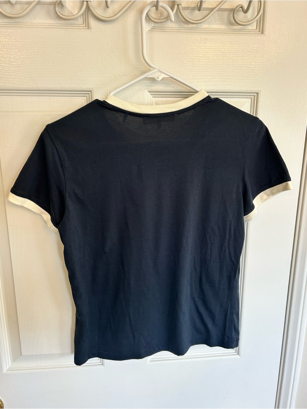 Frame Denim The Ringer Classic Navy Baby Tee with White Contrast Trim Size S - Picture 6 of 8